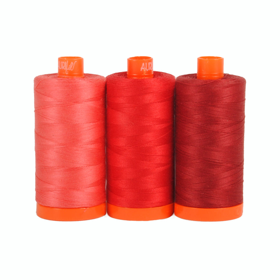 Aurifil 50 wt Cotton Thread | Pompeii Red (5002, 2250, 1103) |  Large Spools, 3 x 1,422 Yards