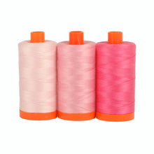 Load image into Gallery viewer, Aurifil 50 wt Cotton Thread | Sardinia Pink (2410, 2425, 2530) |  Large Spools, 3 x 1,422 Yards
