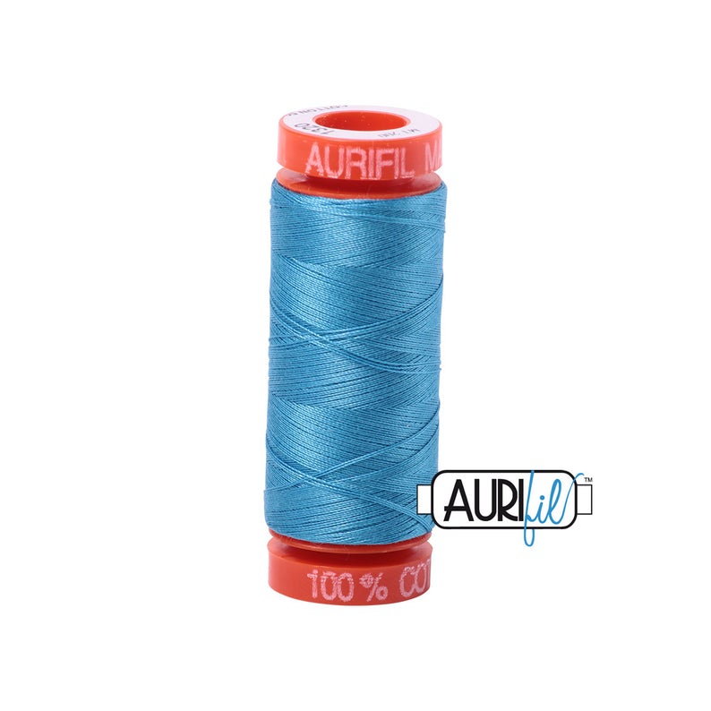 Aurifil 50 wt Cotton Thread | Bright Teal (1320) | Small Spool 220 Yards